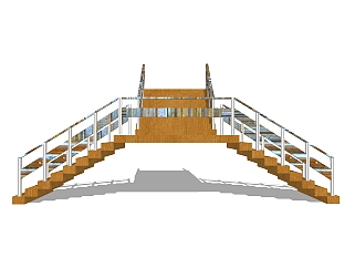 现代双合式楼梯草图大师模型，双合式楼梯sketchup模型免费下载