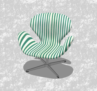 现代蓝色布艺背靠椅su模型，休闲椅草图大师模型下载