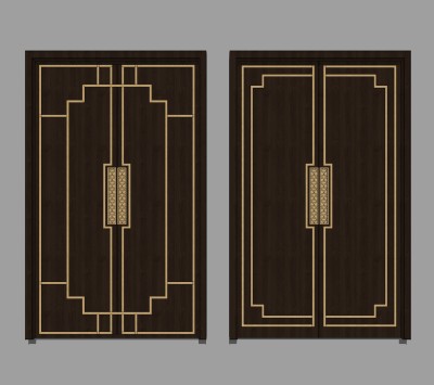 新中式门草图大师模型，中式门SU模型下载