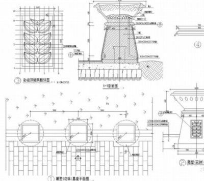 园林景观<a href=https://www.yitu.cn/sketchup/huayi/index.html target=_blank class=infotextkey>花</a>钵施工详图13例