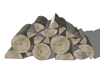 乡村柴堆木柴sketchup模型，柴堆skb文件下载
