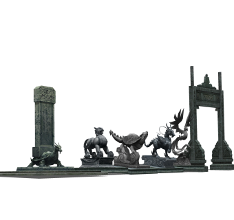 中国四大神兽赑屃陵园雕塑su模型,摆件草图大师模型下载