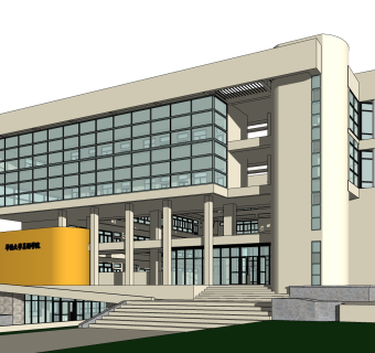 现代办公楼草图大师模型，办公楼sketchup模型免费下载