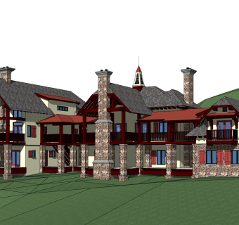 东南亚酒店草图大师模型，酒店sketchup模型免费下载