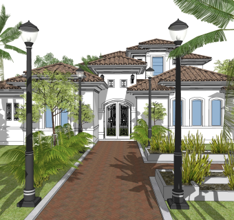欧式别墅SU模型，别墅SKP模型下载