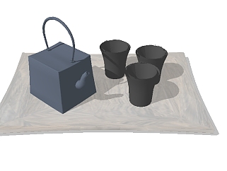 茶壶茶杯组合草图大师模型，茶具sketchup模型