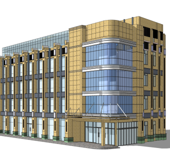 新中式办公楼草图大师模型，办公楼sketchup模型免费下载