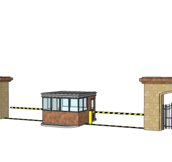现代小区门卫亭su模型下载、小区门卫亭草图大师模型下载