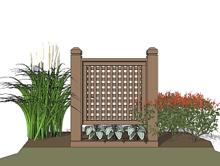 中式农村菜园围栏su模型下载、农村菜园围栏草图大师模型下载