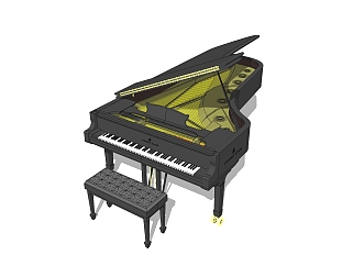 <em>现代钢琴</em>草图大师模型，钢琴su模型下载