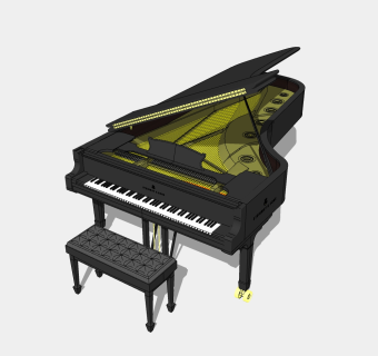 现代钢琴草图大师模型，钢琴su模型下载