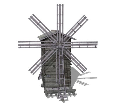 现代观赏风车草图大师模型，风车sketchup模型下载