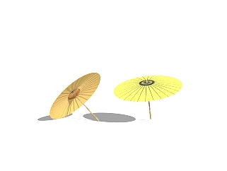 中式油纸伞草图大师模型，油纸伞sketchup模型免费下载