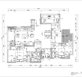 北欧三室两厅122㎡新港名花园施工图CAD图纸下载