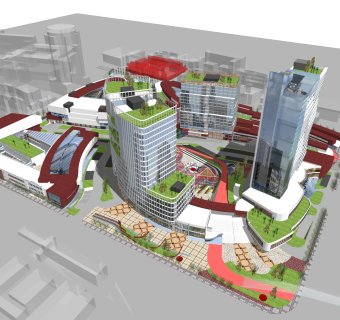 现代办公楼规划草图大师模型，办公楼规划sketchup模型免费下载