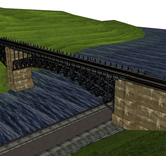 现代钢结构铁路桥草图大师模型，铁路桥su模型下载
