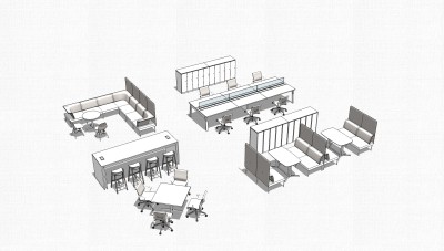 办公桌草图大师模型，办工桌sketchup模型，办工桌su素材下载