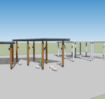 现代廊架草图大师模型，廊架sketchup模型下载
