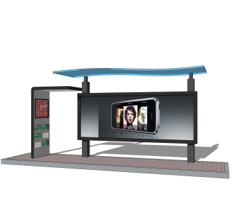 现代公交候车亭草图大师模型，公交候车亭sketchup模型免费下载
