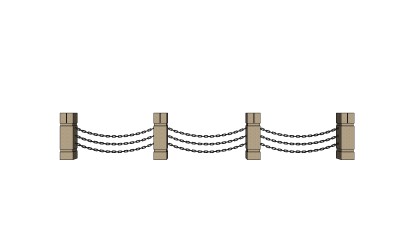 现代铁索栏杆su模型下载、铁索栏杆草图大师模型下载