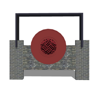 新中式景观墙草图大师模型，景观墙sketchup模型免费下载