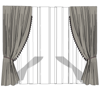 现代窗帘草图大师模型下载、现代窗帘su模型下载