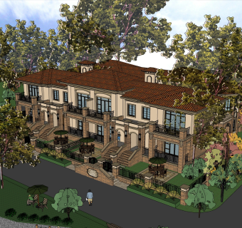 现代独栋别墅草图大师模型下载，独栋别墅sketchup模型