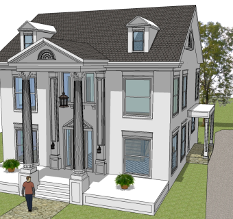 欧式别墅su模型下载、欧式别墅草图大师模型下载