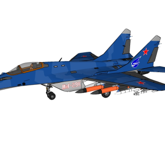 苏俄Mig-29米格-29战斗机 Sketchup模型，苏俄Mig-29米格-29战斗机 Skb模型下载