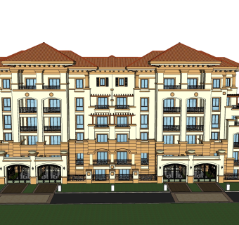 欧式别墅外观草图大师模型，SU模型免费下载