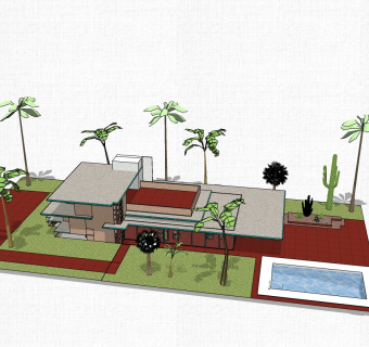 现在简约泳池别墅草图大师模型，别墅设计sketchup模型下载