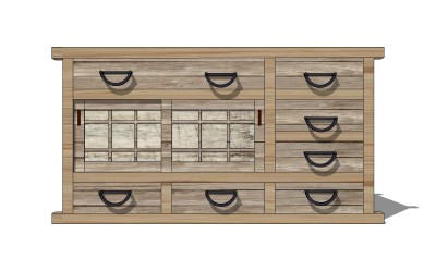 日式储物柜SU模型下载，储物柜草图大师模型sketchup模型