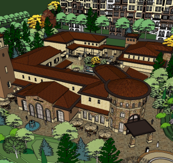 欧式售楼处skb模型分享，售楼中心SU模型下载