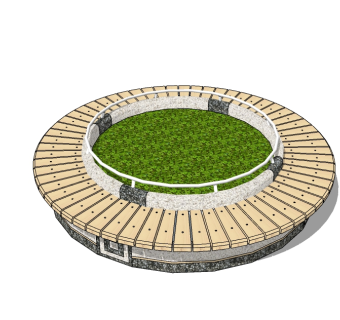 现代圆形树池skp文件下载，树池座椅sketchup模型