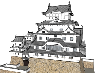 日式建筑城堡草图大师模型下载、日式建筑su模型下载