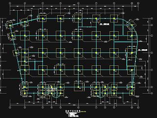 某地三层框架结构商场楼结构CAD施工图，商场楼结构设计建筑工程制图下载