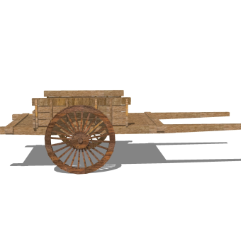 中式手推车草图大师模型，手推车sketchup模型免费下载