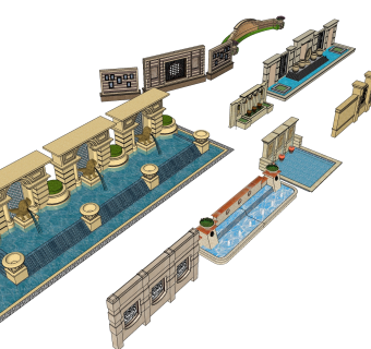 欧式景墙集合sketchup模型下载