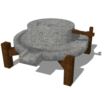 中式石磨盘草图大师模型，石磨盘sketchup模型免费下载