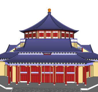 中式古建民俗草图大师模型下载，古建民俗su模型下载