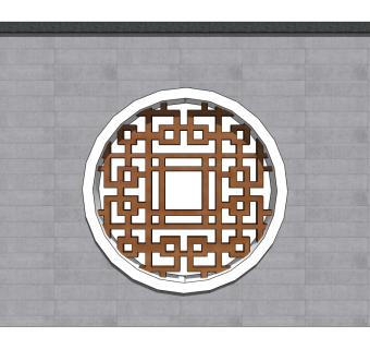 中式景观墙SU模型下载，景观墙skb模型分享