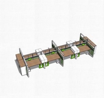 现代隔断办工桌草图大师模型，办公桌sketchup模型下载