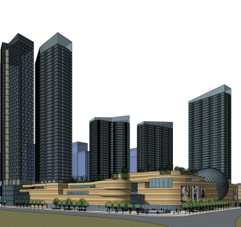 现代高层办公楼草图大师模型，高层办公楼sketchup模型免费下载