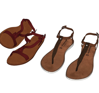 现代休闲凉鞋草图大师模型,服装店衣架su模型下载