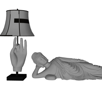 佛像台灯摆件草图大师模型,现代装饰品su模型下载