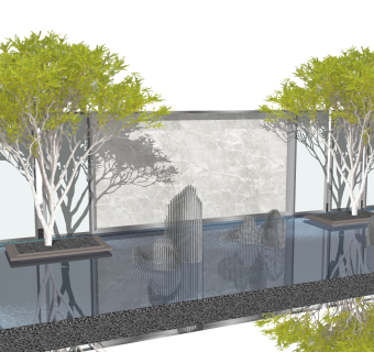 新中式景墙sketchup模型下载