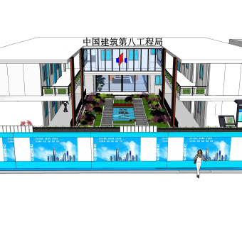 中建八局施工场地sketchup模型下载,工地板房su模型