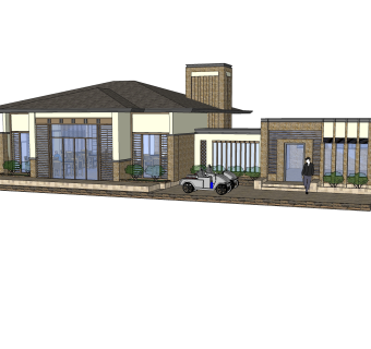 欧式别墅su模型，别墅skb文件下载