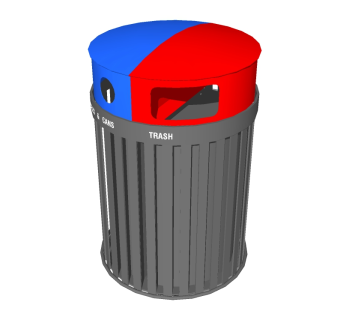 现代金属垃圾桶草图大师模型，垃圾桶SU模型下载