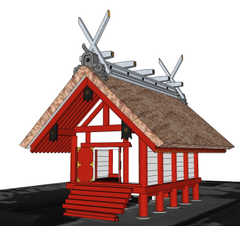 日式古建民房草图大师模型下载、古建民房su模型下载